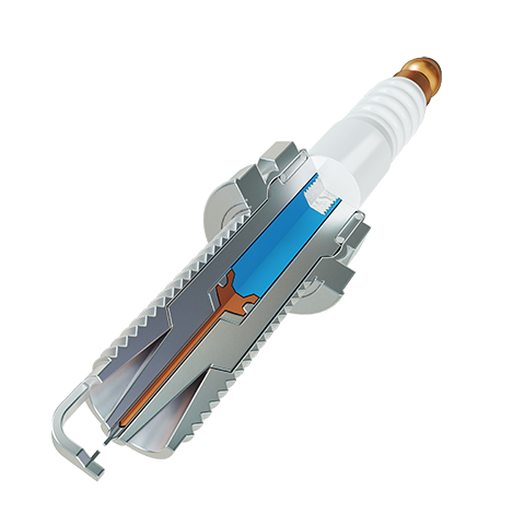 spark plug inclined mock up cross sectional